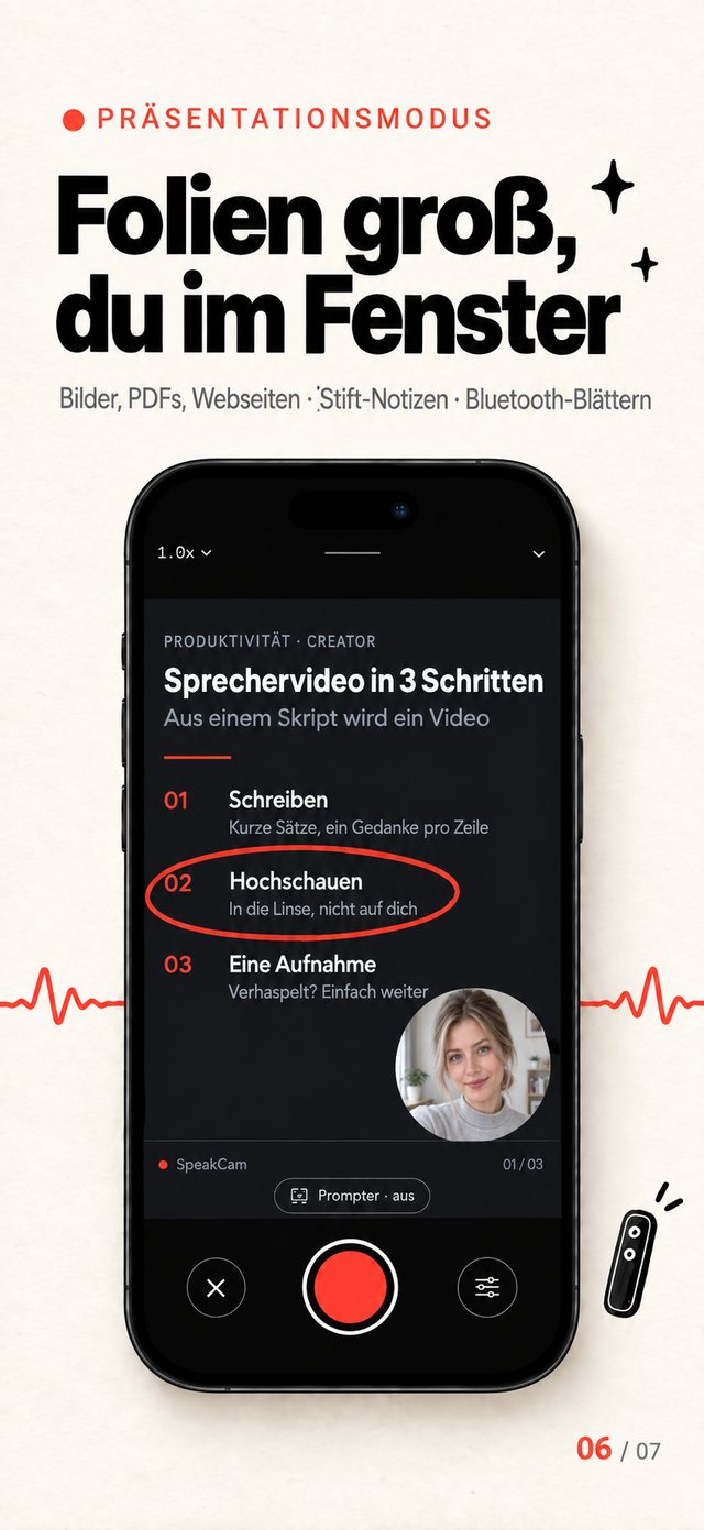 Folien im Bild, du in der Ecke